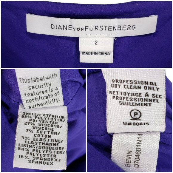 Diane von Furstenberg Bevin Bodycon Sleeveless Sheath Dress 2 Purple Ruched Side - Picture 9 of 15